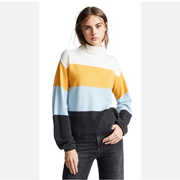 Veronica Beard Faber Cashmere Color block turtleneck Sweater size medium - Picture 1 of 14